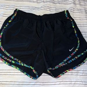 Nike running shorts, black with multi colors sides, 3 inches